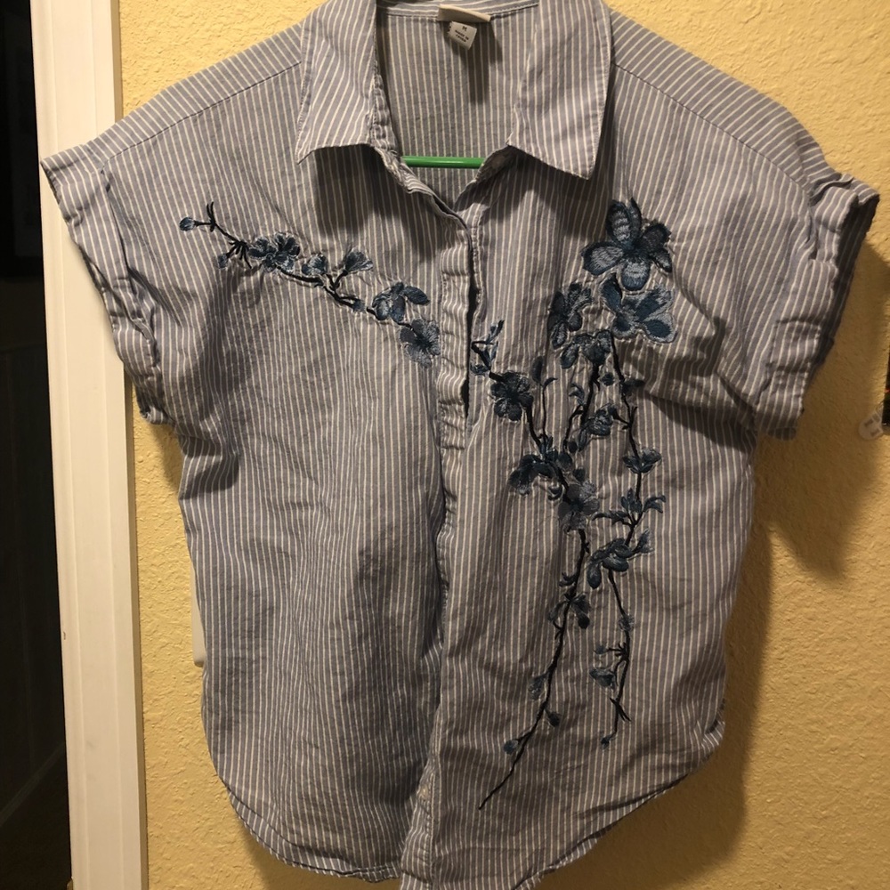 Striped blue button down